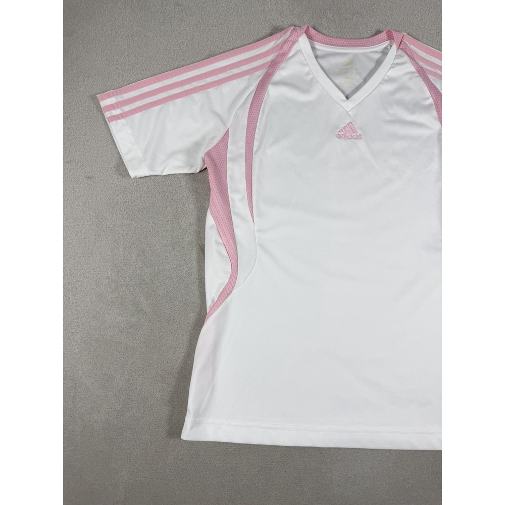 Vintage 2009 Adidas ClimaCool V-Neck Soccer Jersey White Pink Women's Size S - Picture 5 of 16